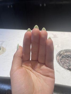 Cucumber mint SNS nails with tip from the back (almond shape)