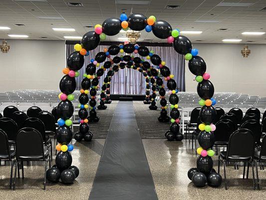 Balloon tunnels are always fun to walk through!