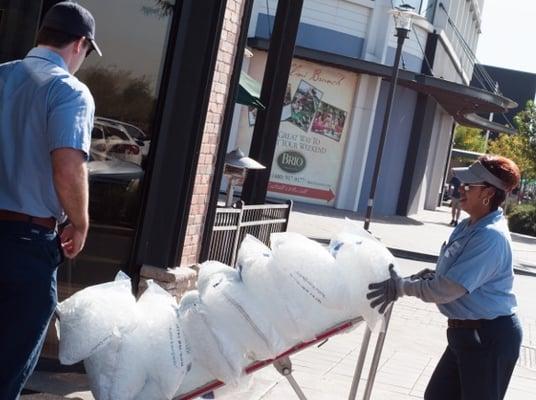 Delivering ice to a restaurant