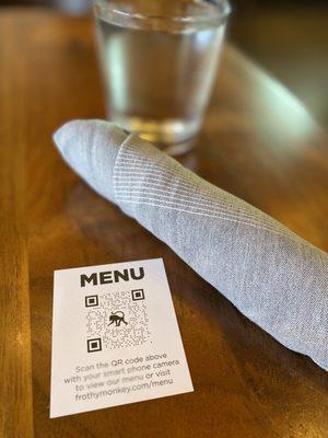 QR Code menus provided