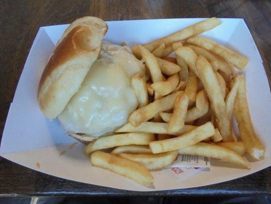 Reuben Burger with fries.