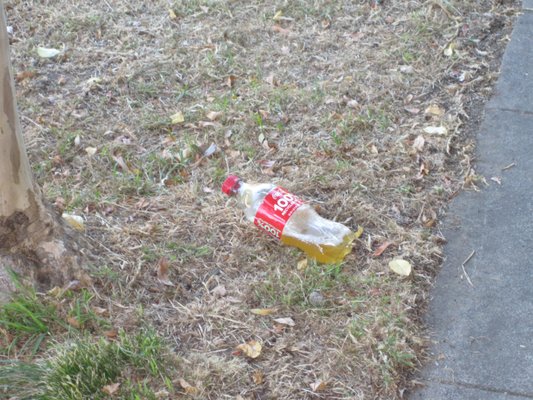 Urine bottle left by the homeless.