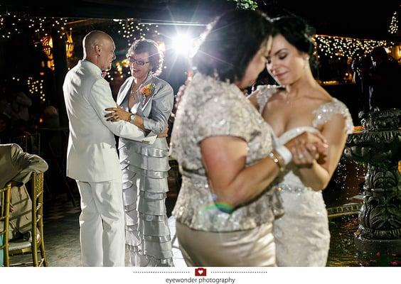 Mother, son and Mother daughter dance at reception