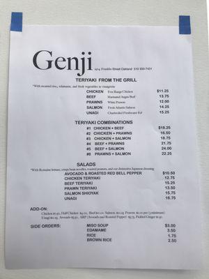 New menu and prices