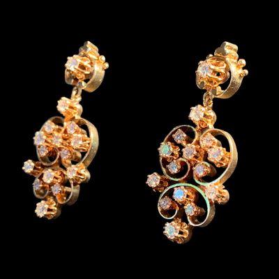 KGJ 14K Chandelier Style Diamond Earrings