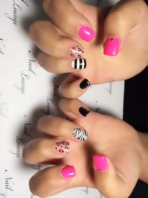 Cute combined color for natural nails length