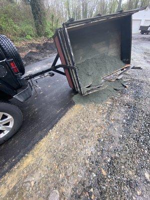 Broke trailer done by an employee.