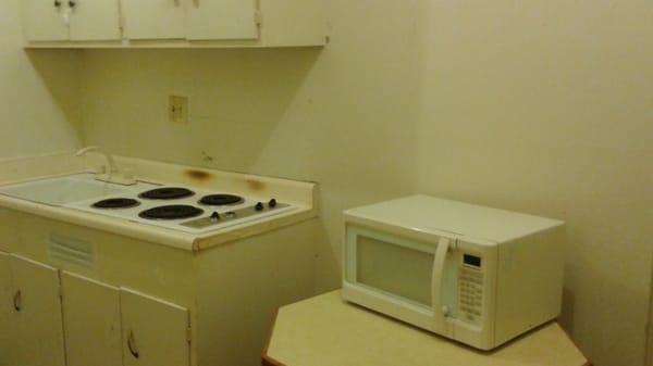 It has a kitchen but a very scary one