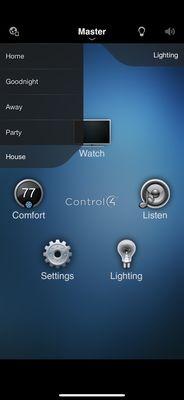 A screenshot of my control4 screen, which Was set to exactly what I wanted.