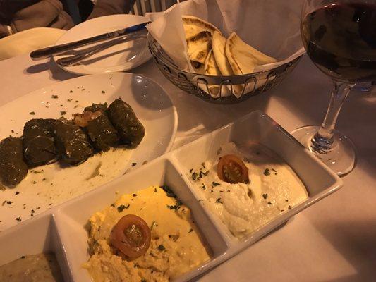 My trio of dips for my pita bread...yummy!