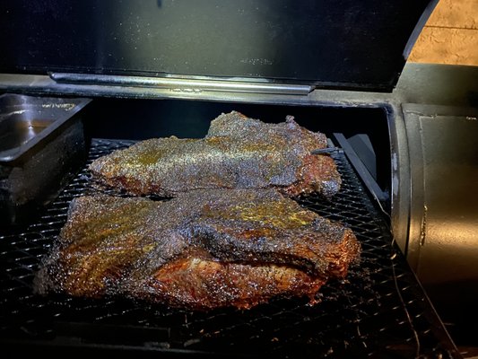 Brisket while smoking