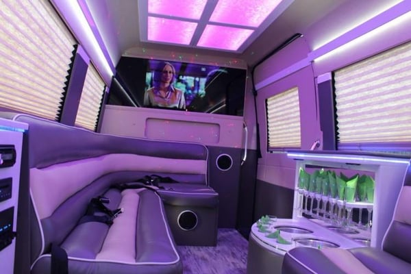 Arrive in style in our spacious, 14-passenger Mercedes Sprinter Limo!