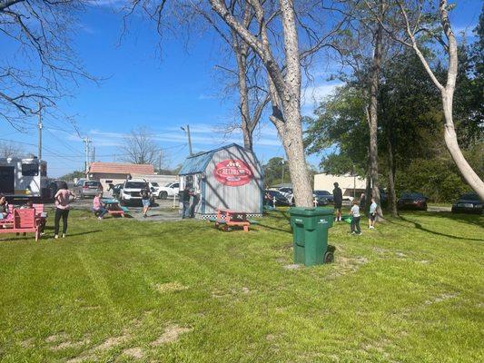 Enjoy our tetherball and corn hole.