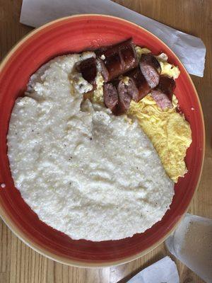 Grits 2 Eggs with Smoked Sausage