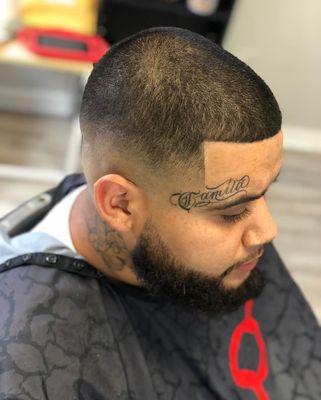 Mid bald fade w/ beard trim