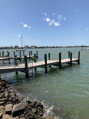 Having lunch on dock.