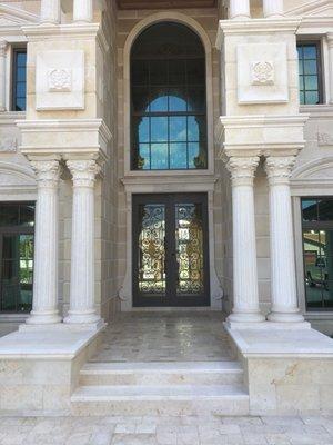 Stone architecture elements.  Fine limestone architecture Decorative marble columns  stone architectural work  Architectural stoneworks