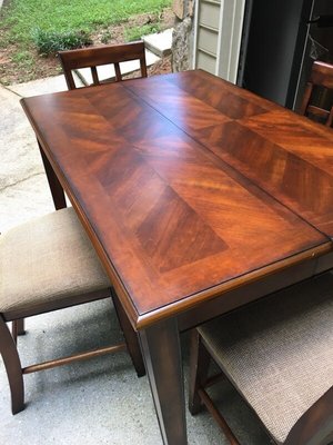 dining room table with the scratch as you can barely see it