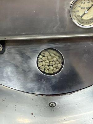 Here's the beans when they first go into the roaster