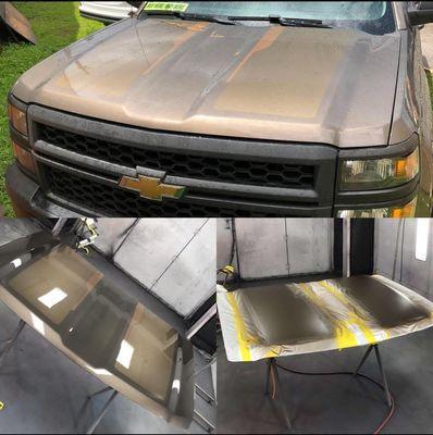 ORIGINAL 1 OF 1 CUSTOM PAINTED 2 TONE HOOD STRIPES