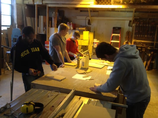 Students in our woodworking 101 class designing their project