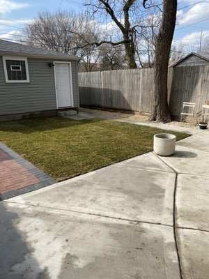 Concrete to left of planted in picture is new to match existing concrete new sod