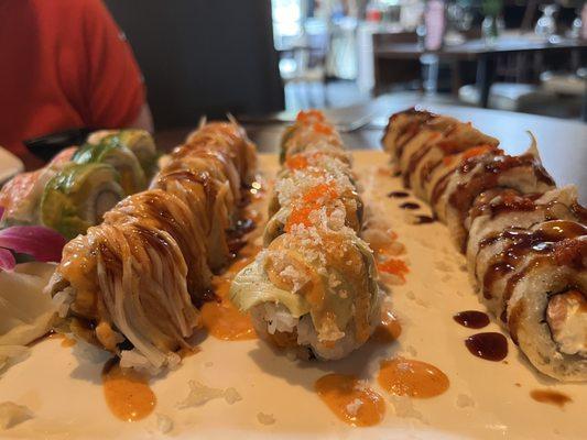 Great selection of sushi rolls