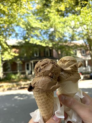 mocha chip - small in sugar cone & espresso - small in gluten-free wafer cone