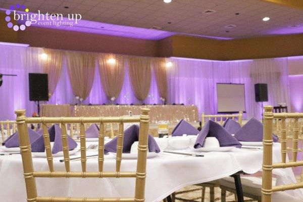 Rocklin Event Center Wedding | Purple Uplighting Brighten Up Event Lighting brightenuplighting.com