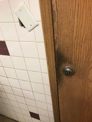 Broken door handle on men's room