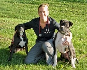 Dr. Jocelyn Hawkins with her dogs, Ace & Mya