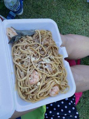 Garlic shrimp noodles, extra shrimp $5 more