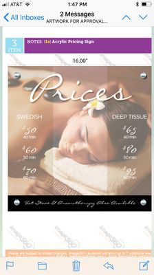 Price list