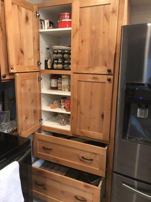 Full kitchen remodel building new cabinets and doors using Alderwood to reface existing cabinets