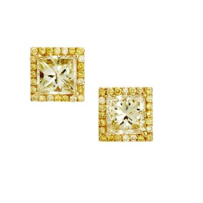 Fancy yellow diamond pave' stud earrings by Kristin Hanson