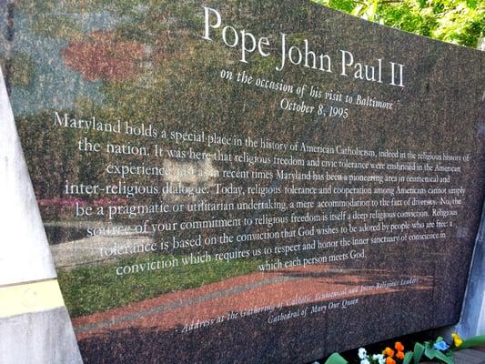 Marble with Dedication, Pope John Paul  II Prayer Garden