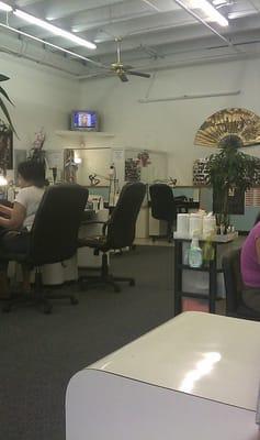 Interior shot of Love Nails salon.