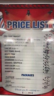 Price list