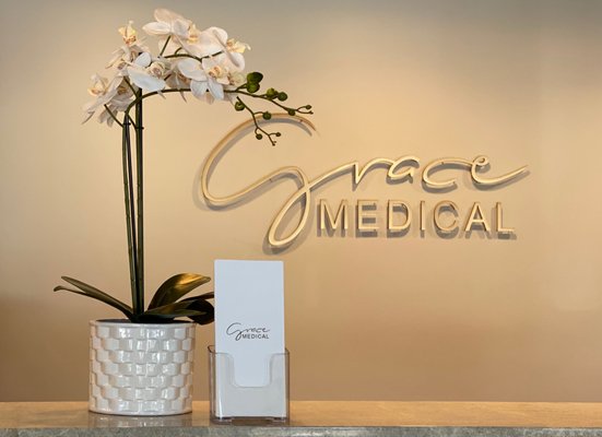 Grace Medical Aesthetics Bedford Hills reception desk.