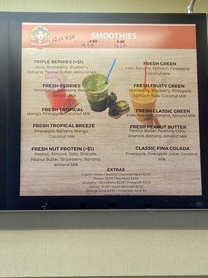 Smoothie Menu