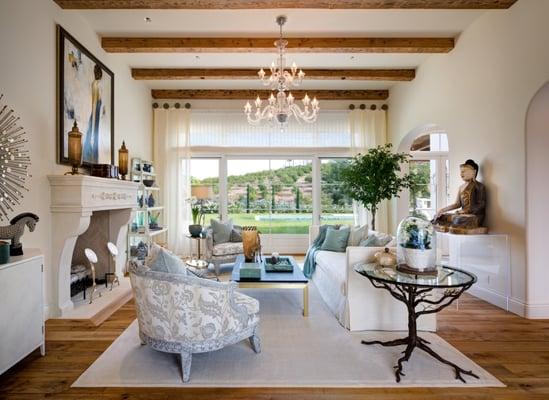 Luxury Living Room Design in Rancho Santa Fe by Interior Designer Susan Spath.  High End Furniture from Kern & Co.