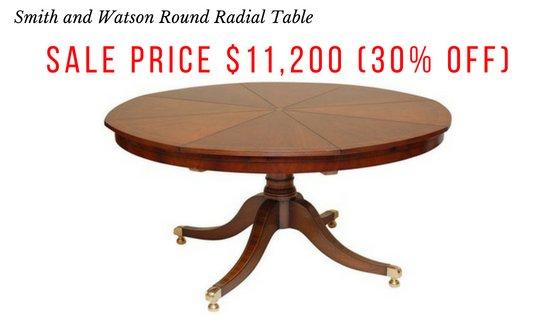 Smith & Watson Round Radial Dining Table, with pads