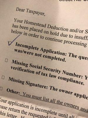 One of the two main things your title company does: your homestead application. Paragon messed it up!