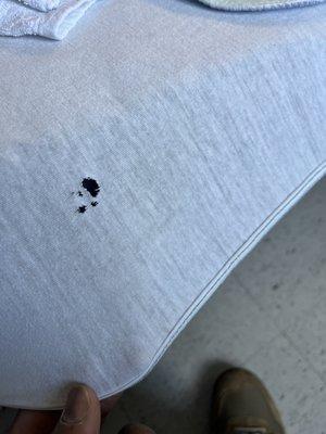 Holes in bed sheets.