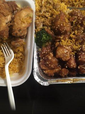 Our meals... chicken and fried rice and sesame