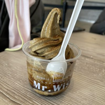 Oolong tea soft serve with brown sugar boba