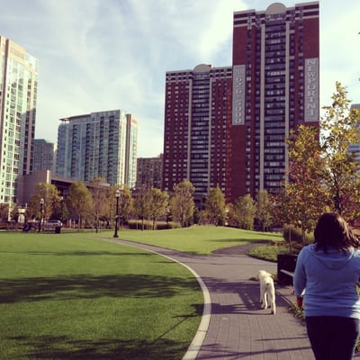 Janessa is walking Charlie back home through the Newport.