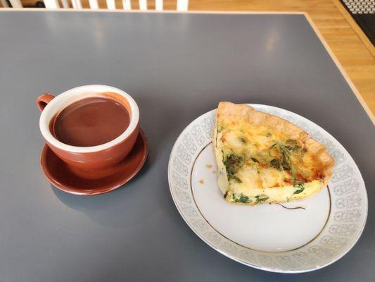 Signature Hot chocolate and quiche