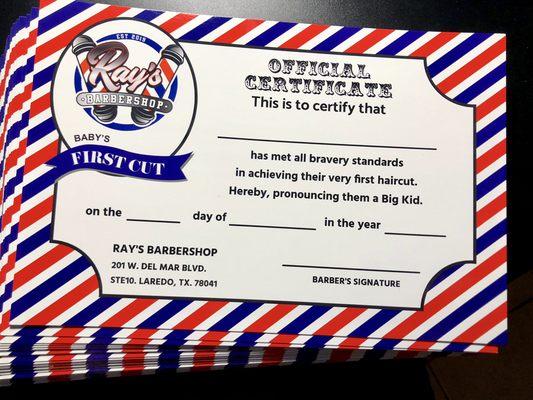 Baby's First Cut Certificate !!!