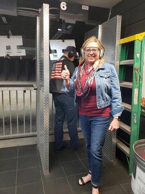 Debbie Galletti owner of Born To Ride, having just completed her shooting portion of my class. We did our shooting at Universal.